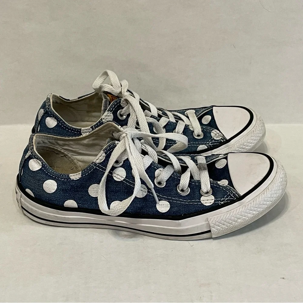 Converse All-Star Navy White Polka Dots Canvas Sneakers Shoes Unisex 4 (M) 6 (W) - Picture 3 of 8